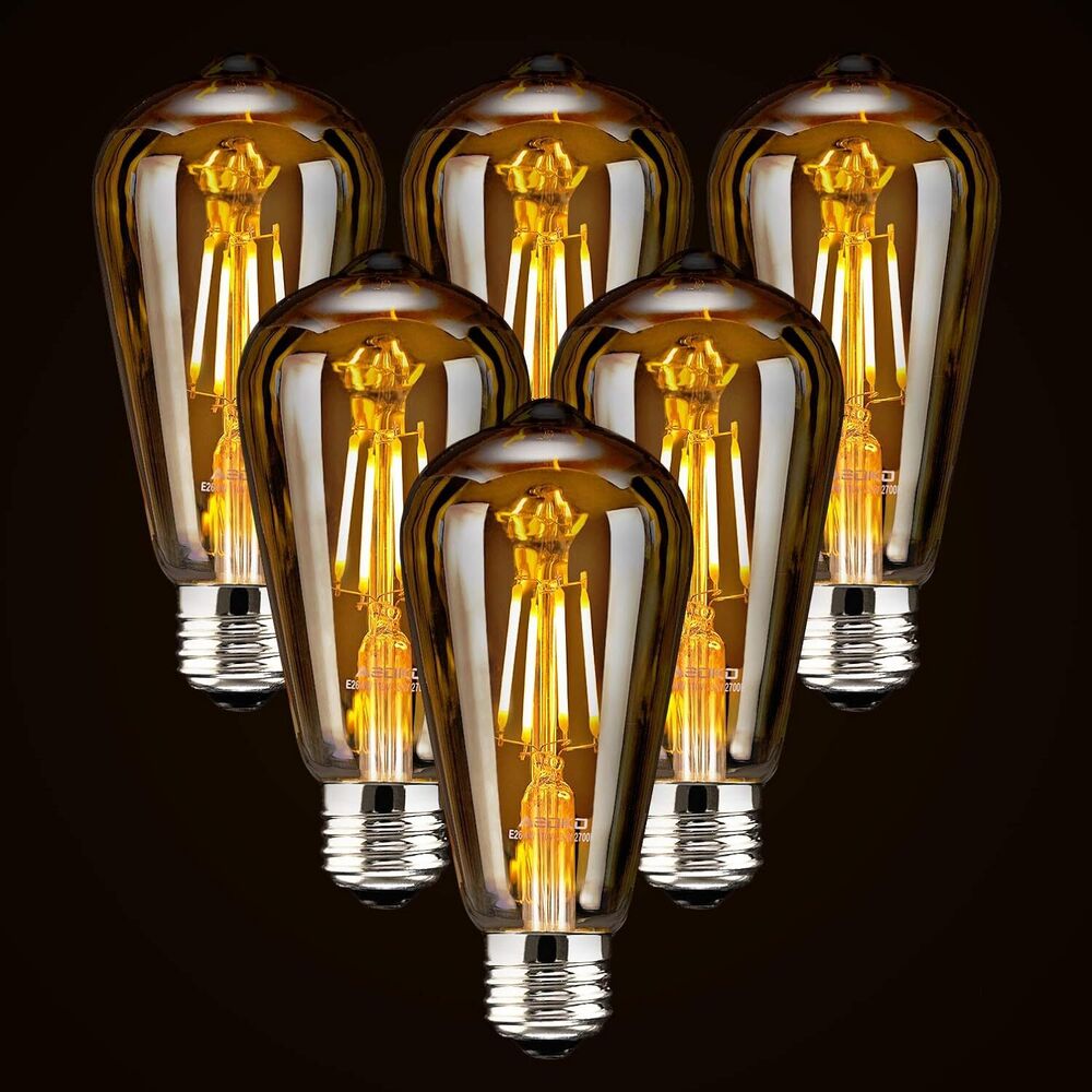 1/6x Vintage E27 ST64 Filament LED Light Bulb 4W Industrial Edison Lamp Warm Whi - Picture 24 of 24