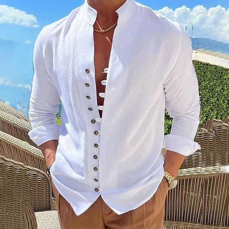 Mens Casual Cotton Linen Shirt Short Sleeve Loose Blouse Button Down Shirts Tops - Picture 12 of 20