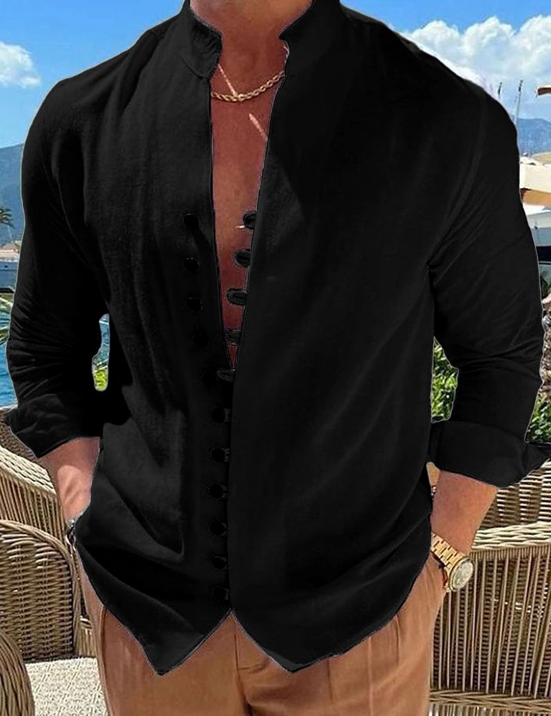 Mens Casual Cotton Linen Shirt Short Sleeve Loose Blouse Button Down Shirts Tops