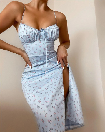 Women INS Floral Dot Boho Maxi Dress Ladies Summer Holiday Beach Party Dress