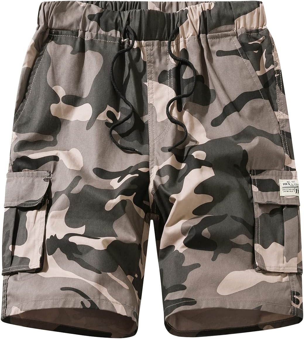 Men's Cargo Shorts Cotton Elastic Waist Drawstring Multi Pocket Summer Casual - Picture 26 of 31