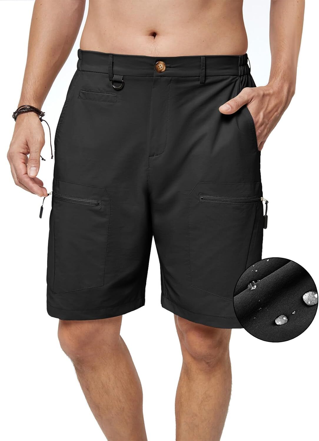 Men's Quick Dry Hiking Cargo Shorts Stretch Elastic Waist 6 Pockets Outdoor - Picture 11 of 14