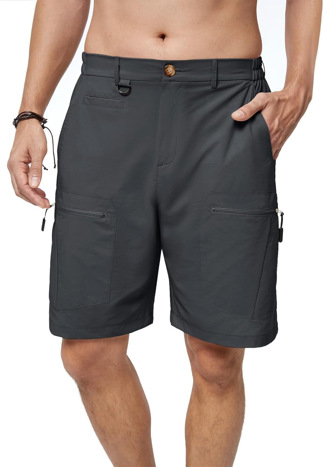 Men's Quick Dry Hiking Cargo Shorts Stretch Elastic Waist 6 Pockets Outdoor - Picture 12 of 14