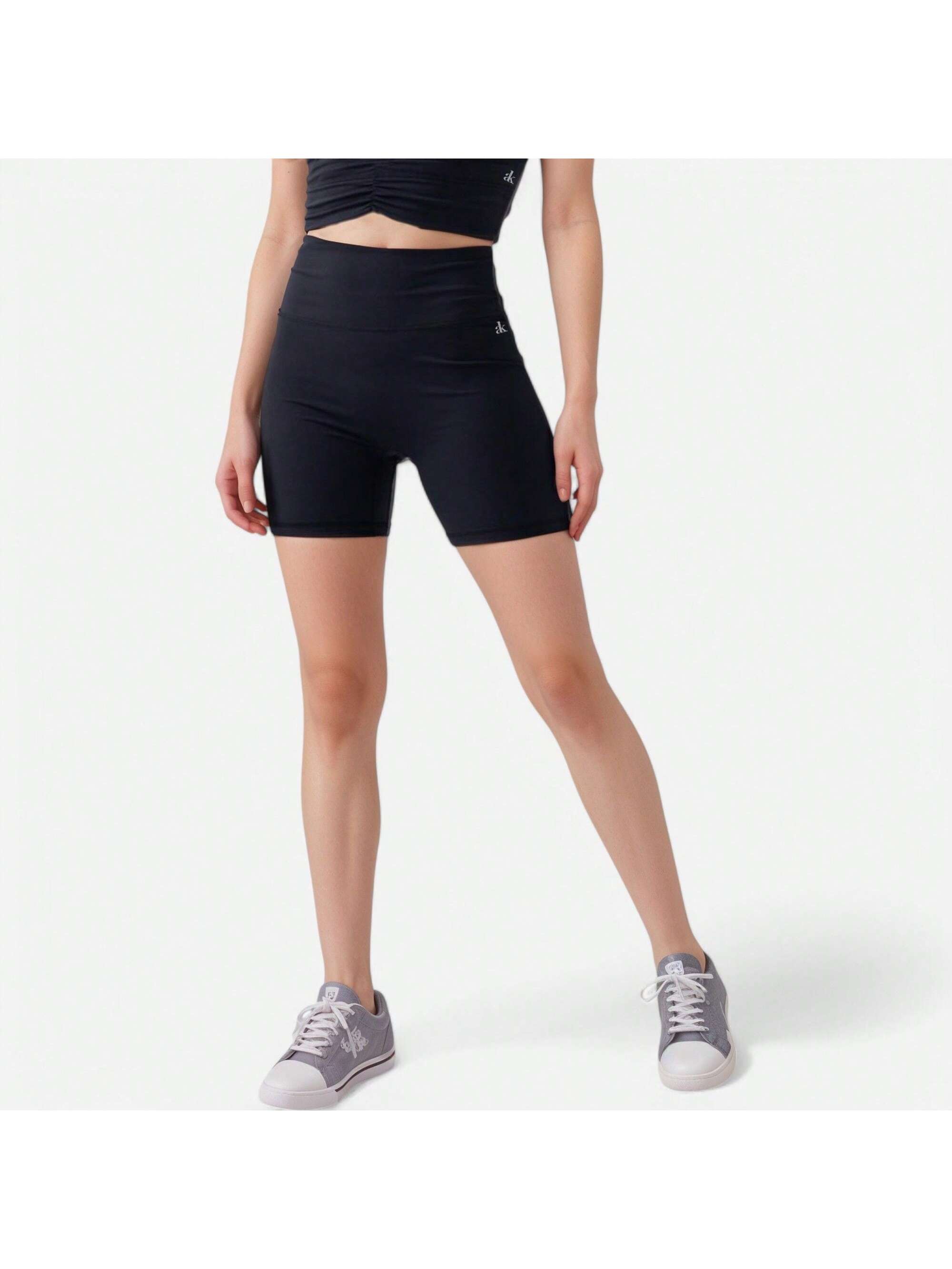 Women's High Waist Biker Shorts With Seamless Design - Picture 13 of 15