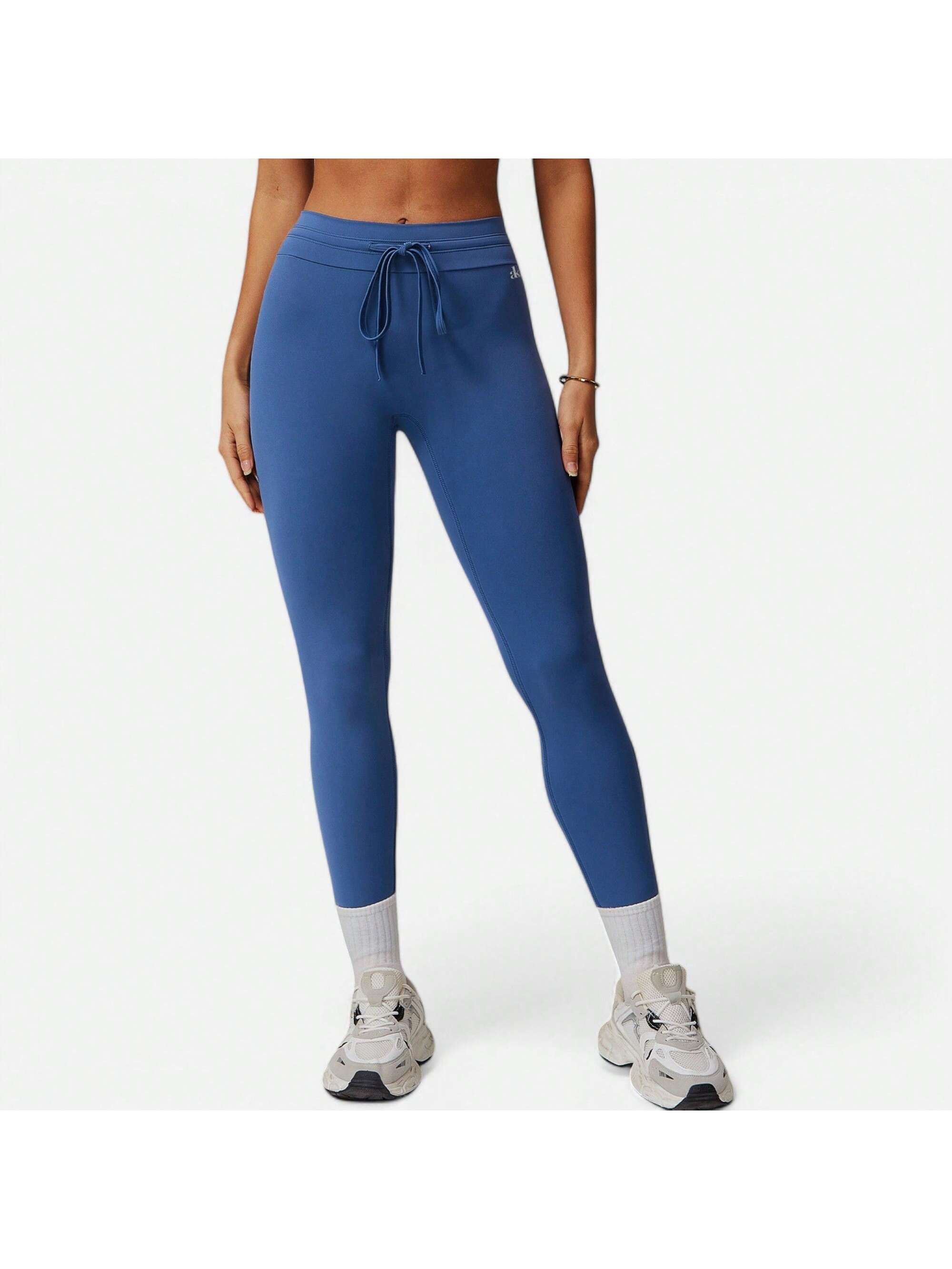 Women's High Waist Drawstring Leggings With Stretchy Fit - Picture 24 of 26