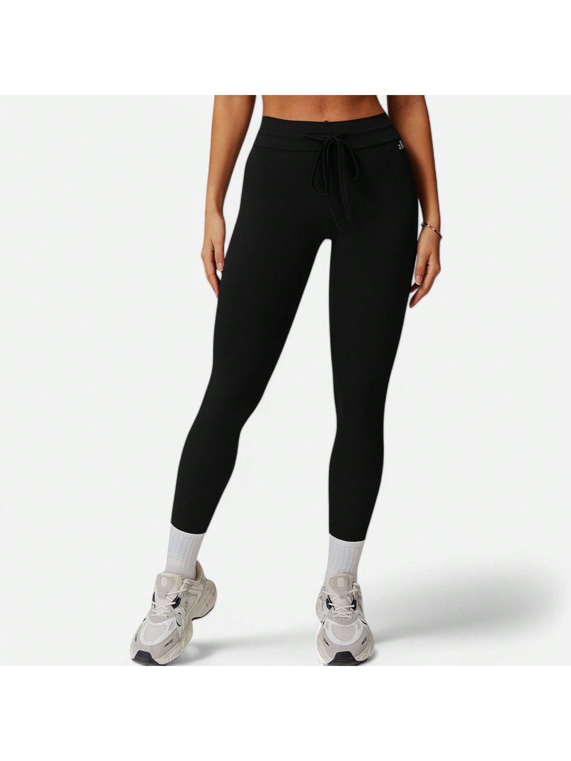 Women's High Waist Drawstring Leggings With Stretchy Fit - Picture 23 of 26