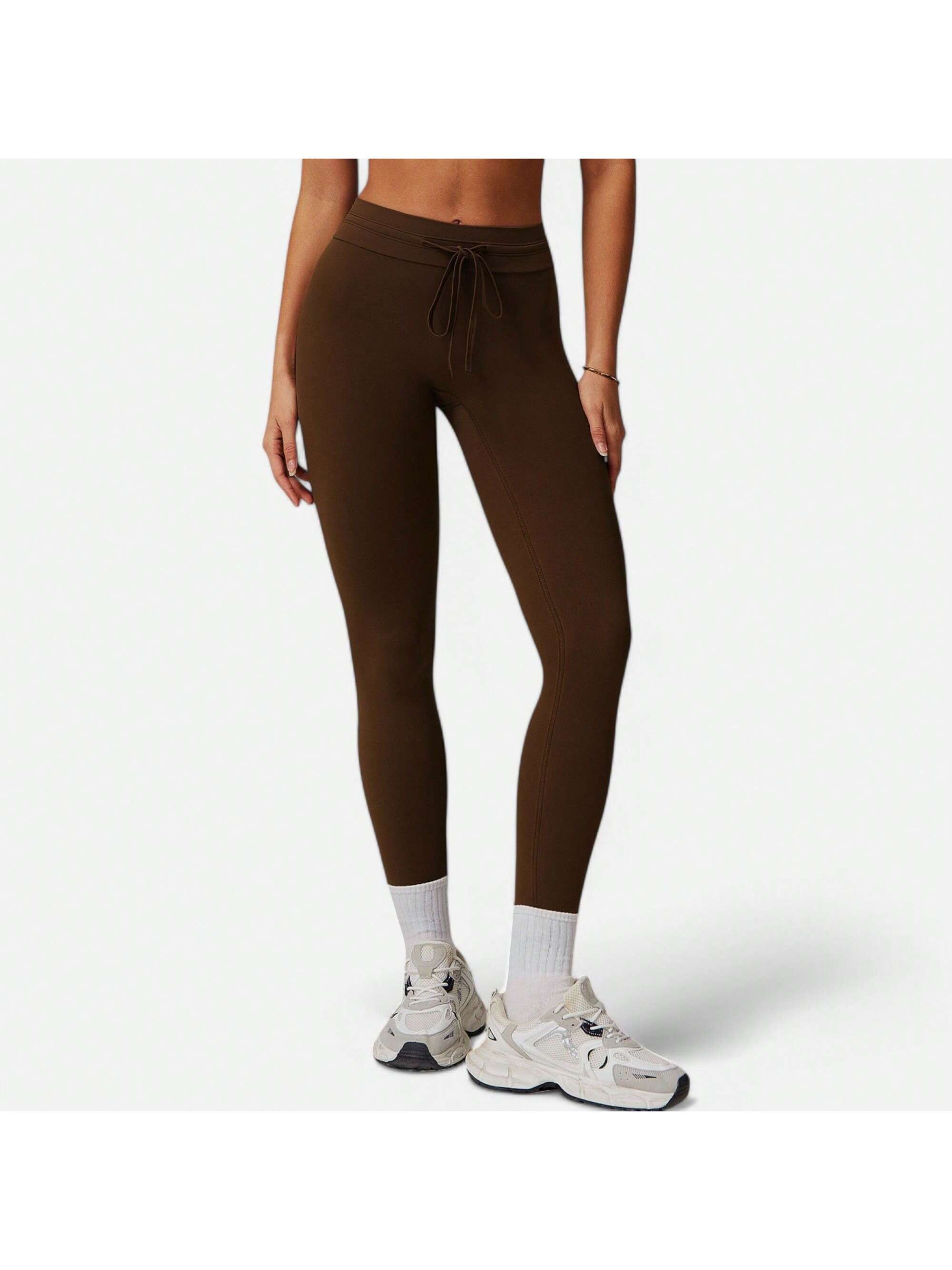 Women's High Waist Drawstring Leggings With Stretchy Fit - Picture 25 of 26