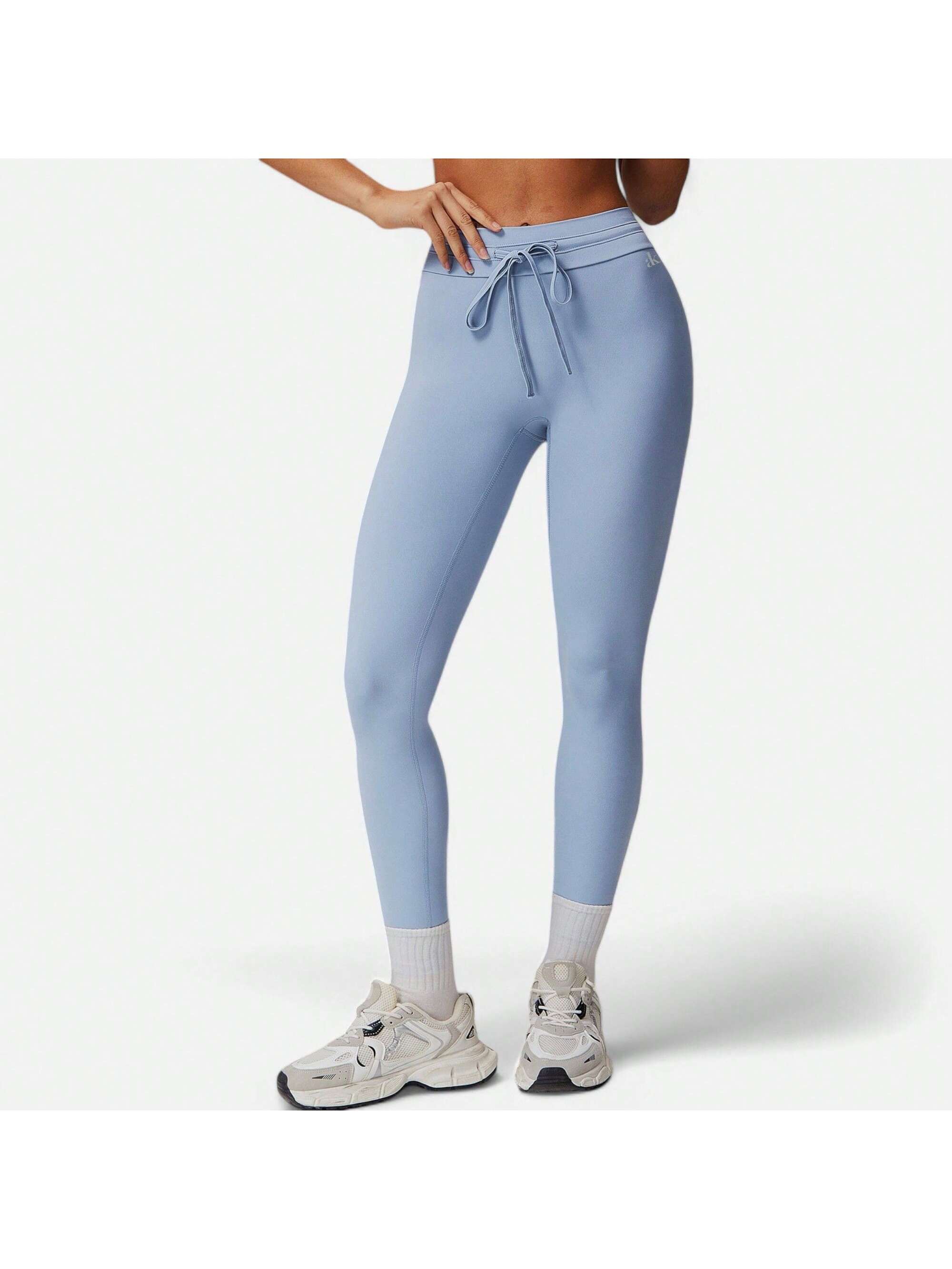 Women's High Waist Drawstring Leggings With Stretchy Fit - Picture 26 of 26