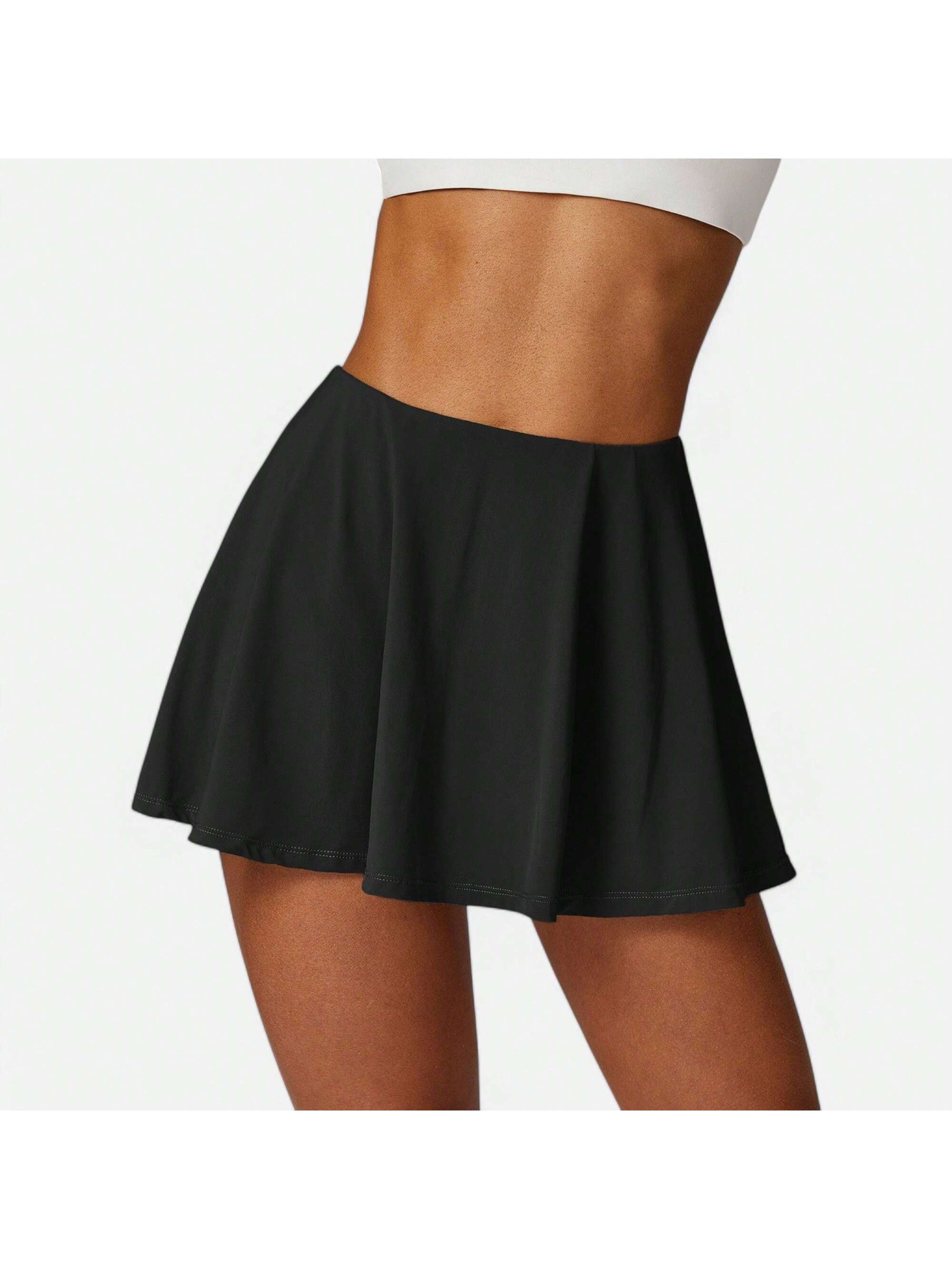Women's High Waist Flowy Athletic Skirt With Built-In Shorts - Picture 25 of 28