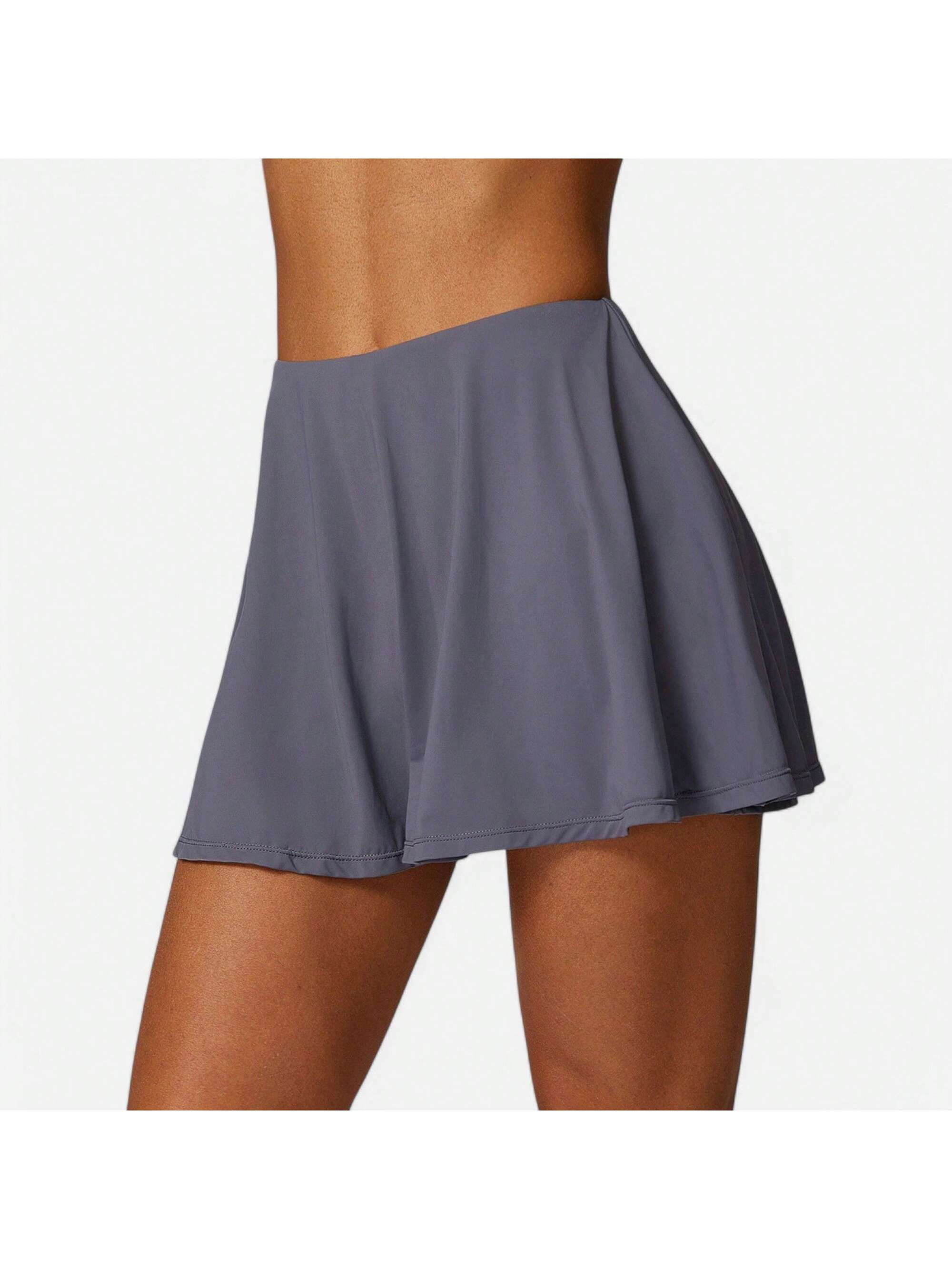 Women's High Waist Flowy Athletic Skirt With Built-In Shorts - Picture 26 of 28