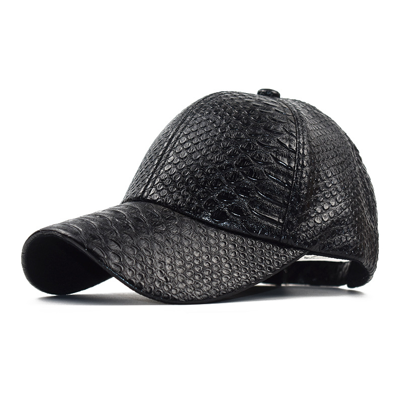 Unisex Alligator Baseball Cap Faux Leather Matching Hat Curved Brim Shade Cap