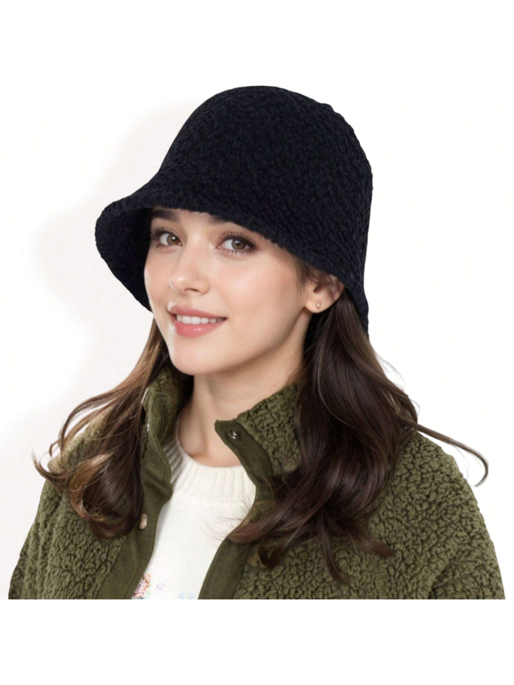 Women's High Pile Fleece Bucket Hat With Soft Textured Fabric And Modern Casual - Picture 15 of 16