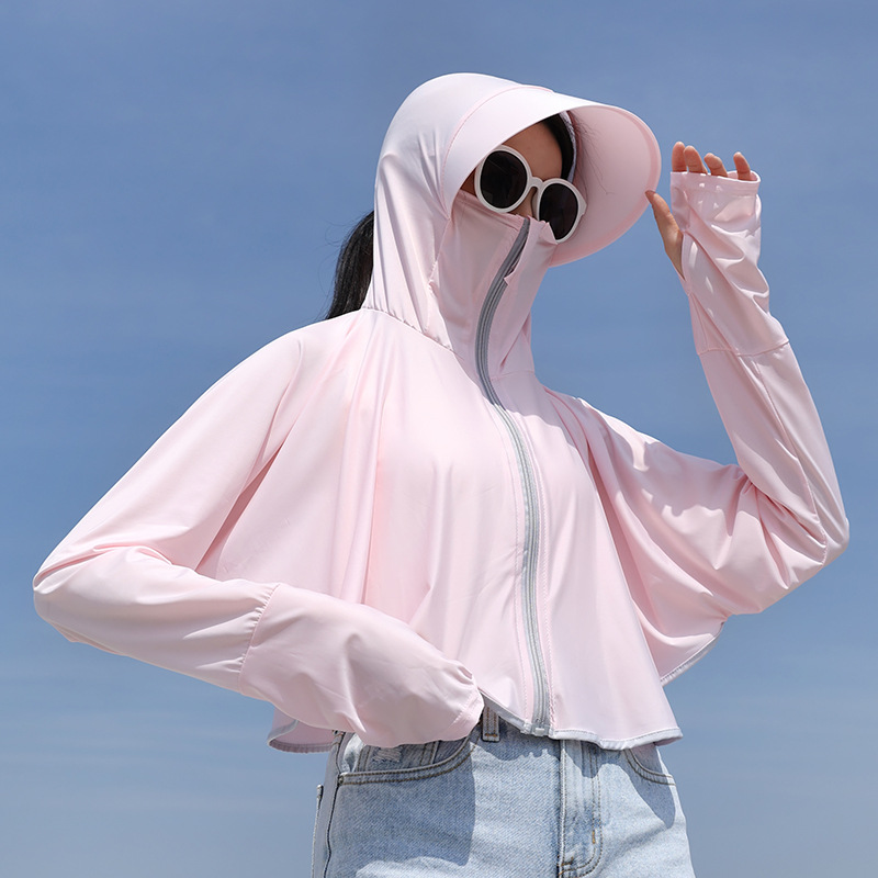 Women Sun Protection Clothing UV Protection Coat Outdoor Tops Riding Hat Loose