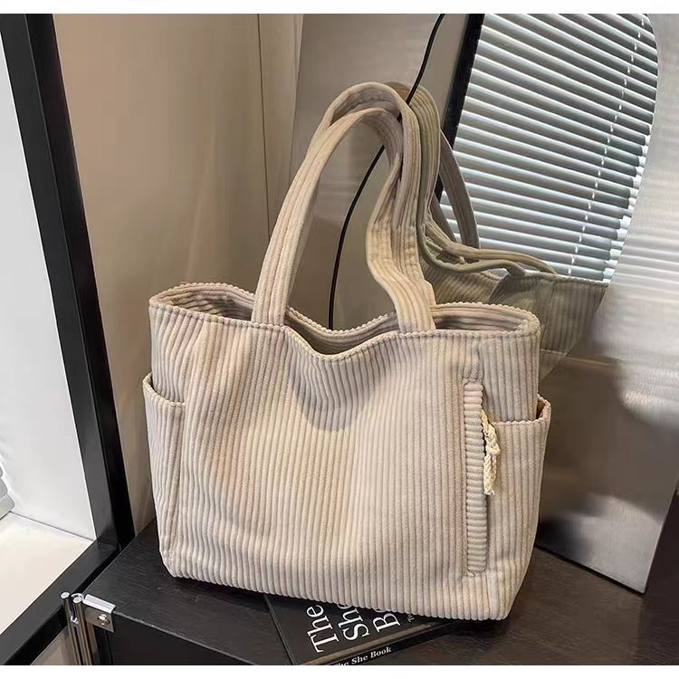 Corduroy Tote Bag Casual Large Capacity Handbag-