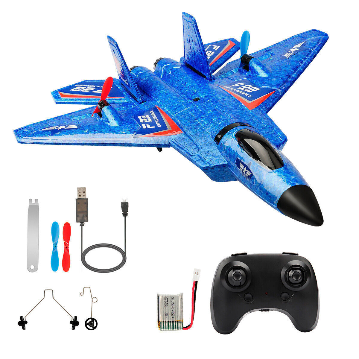F22 2.4G Airplane Remote Control RC Plane 2CH Jet Glider RTF Fighter Glider Toy - Picture 15 of 16