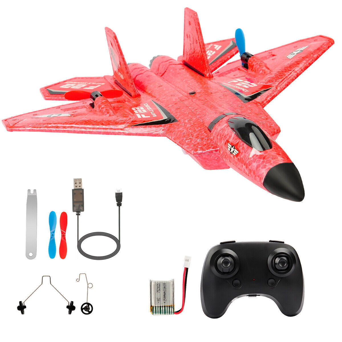 F22 2.4G Airplane Remote Control RC Plane 2CH Jet Glider RTF Fighter Glider Toy - Picture 16 of 16