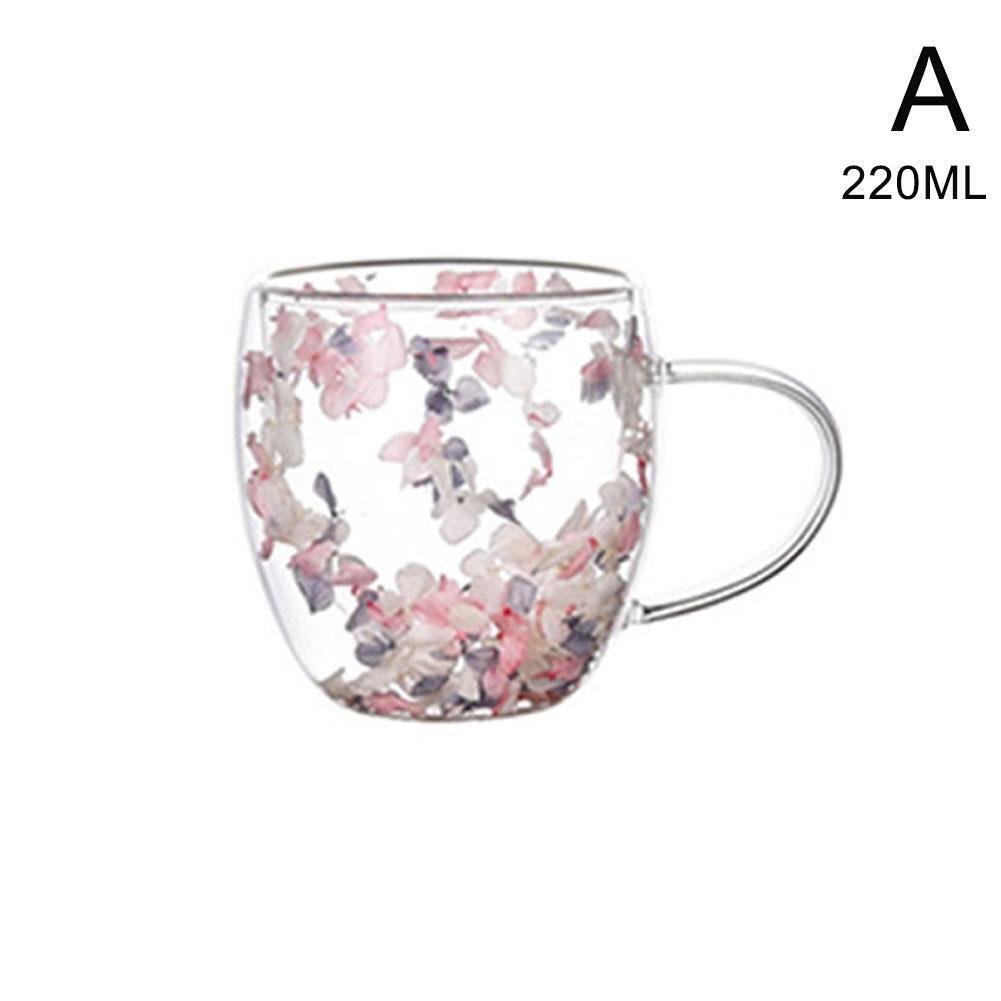 Double Wall Glass Cup Dry Flower Fillings Coffee Tea Mugs Heat Insulated Glass > - Picture 25 of 28