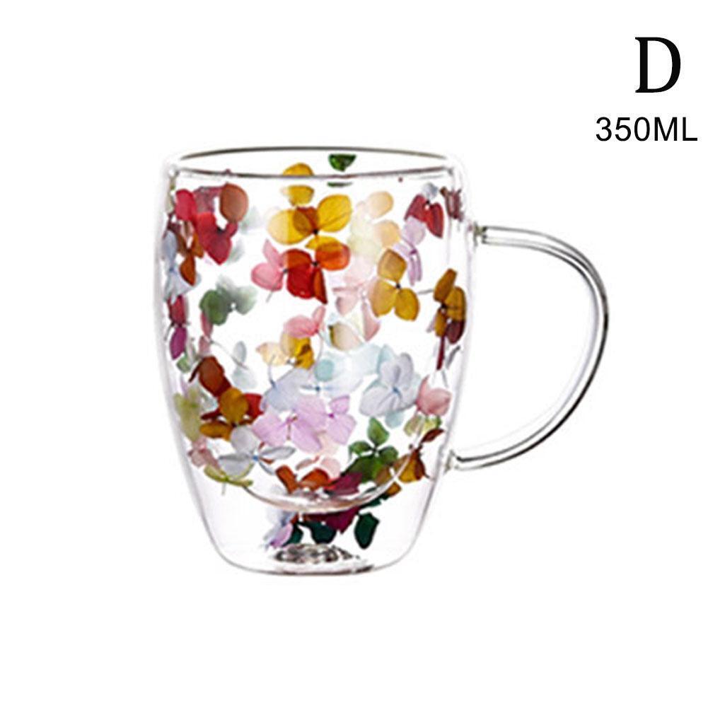 Double Wall Glass Cup Dry Flower Fillings Coffee Tea Mugs Heat Insulated Glass > - Picture 28 of 28