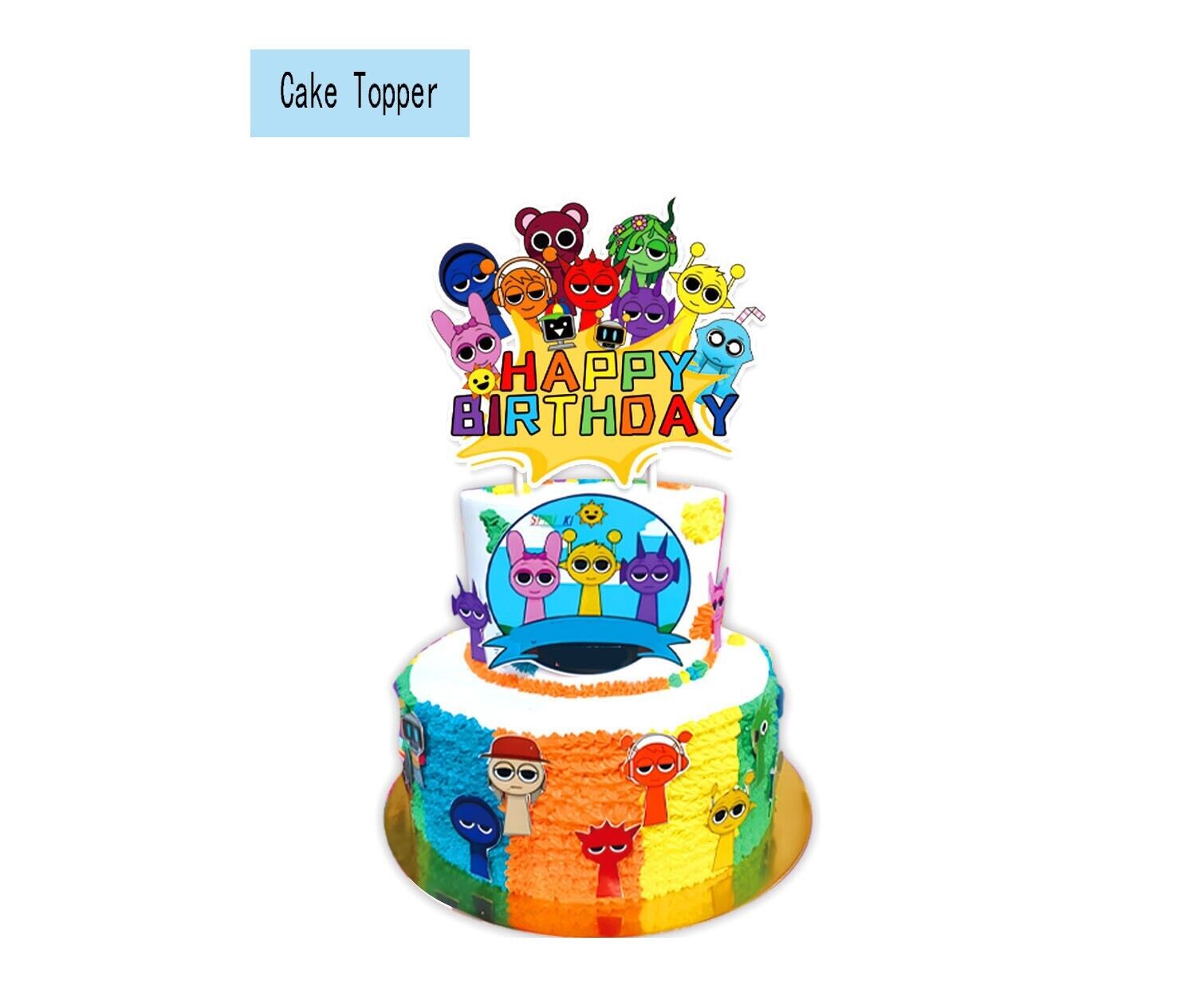 Boys Sprunki Party Suppliers Tableware Banner Balloons Kids Bithday Decorations