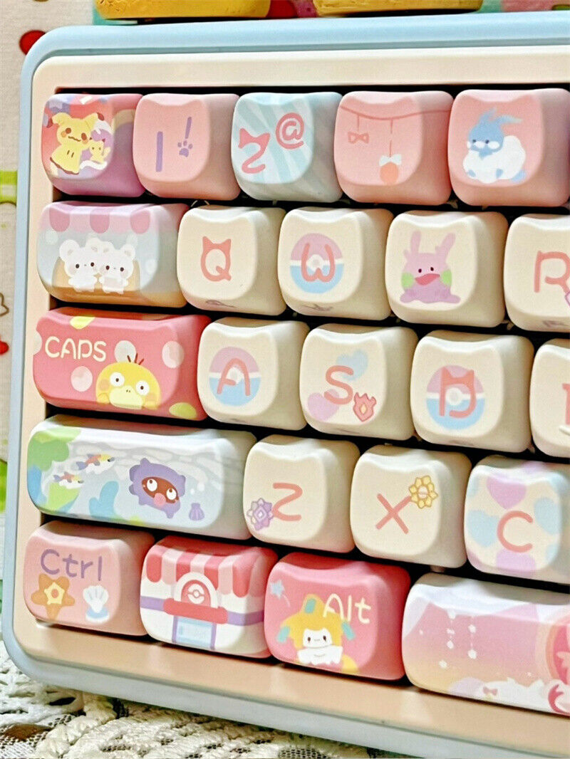 NEW Cute Anime Theme KeyCaps PBT 142 Keys For Cherry MX Keyboard - Picture 24 of 24