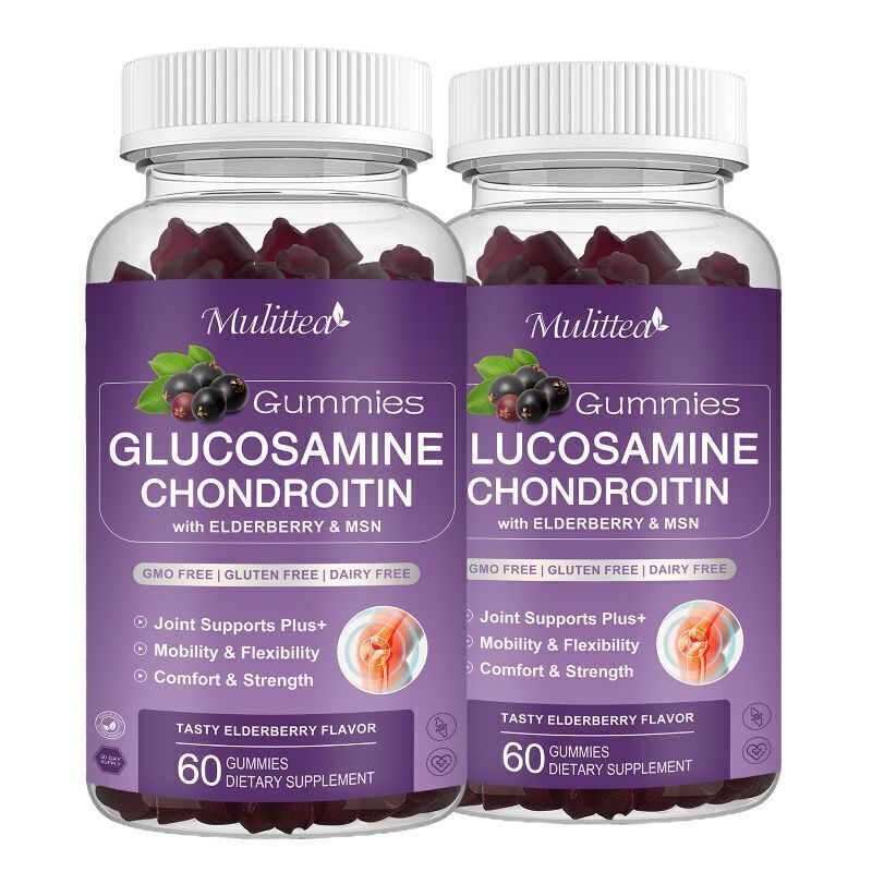 2/4 Pack Glucosamine Chondroitin Gummies & Msm, Elderberry for Men and Women