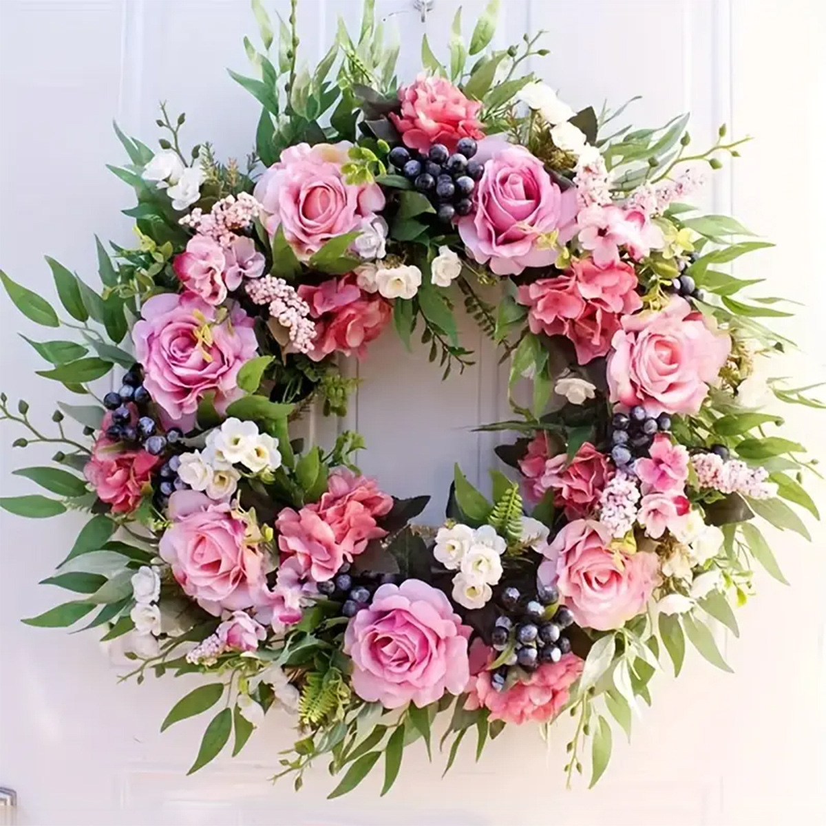 Rose Wreath Flower Garland Artificial For Front Door Spring Summer Window HOT