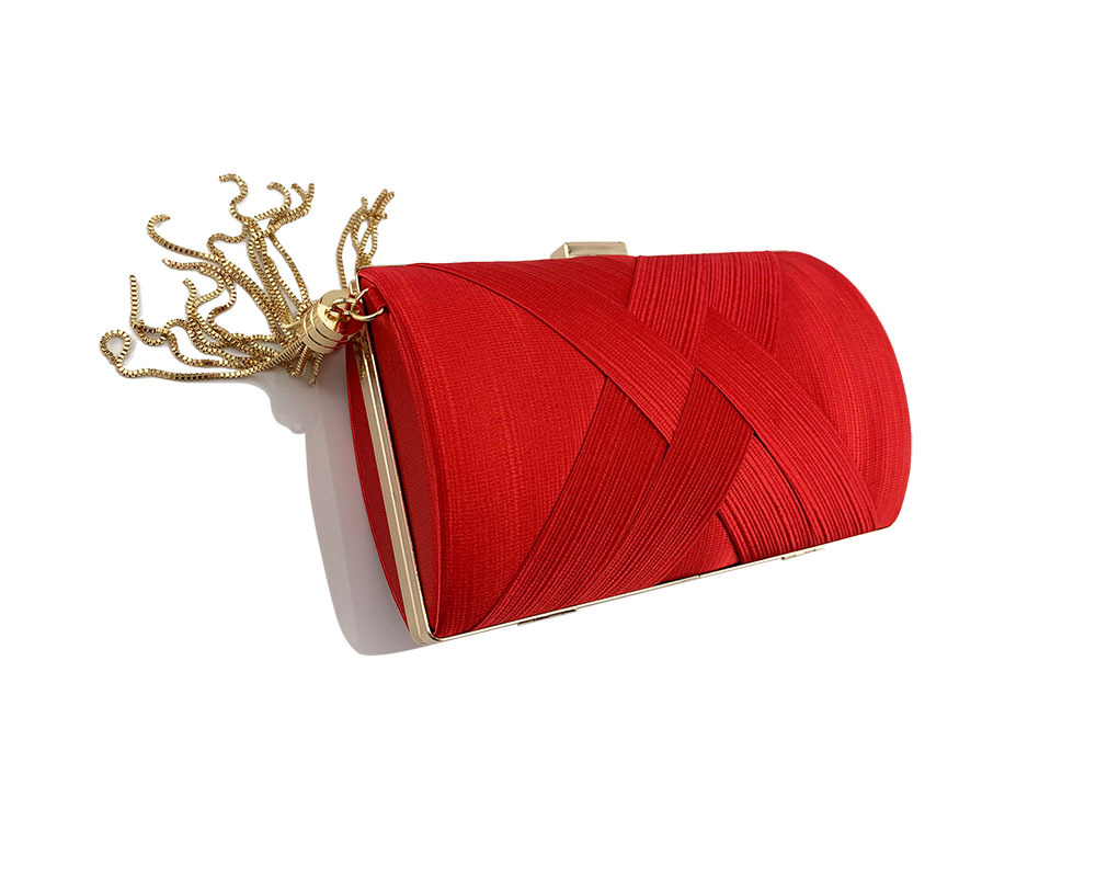 Womens Evening Bag Wedding Party Prom Satin Tassel Clutch Purse Chain Handbag UK - Picture 13 of 19