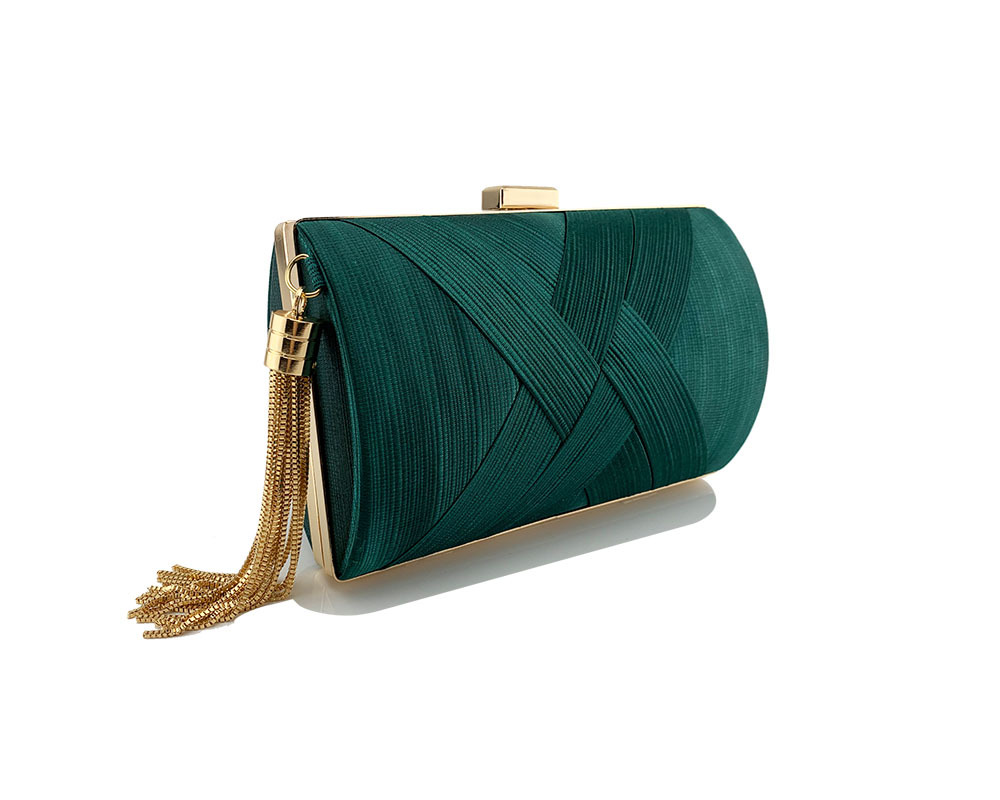 Womens Evening Bag Wedding Party Prom Satin Tassel Clutch Purse Chain Handbag UK - Picture 16 of 19