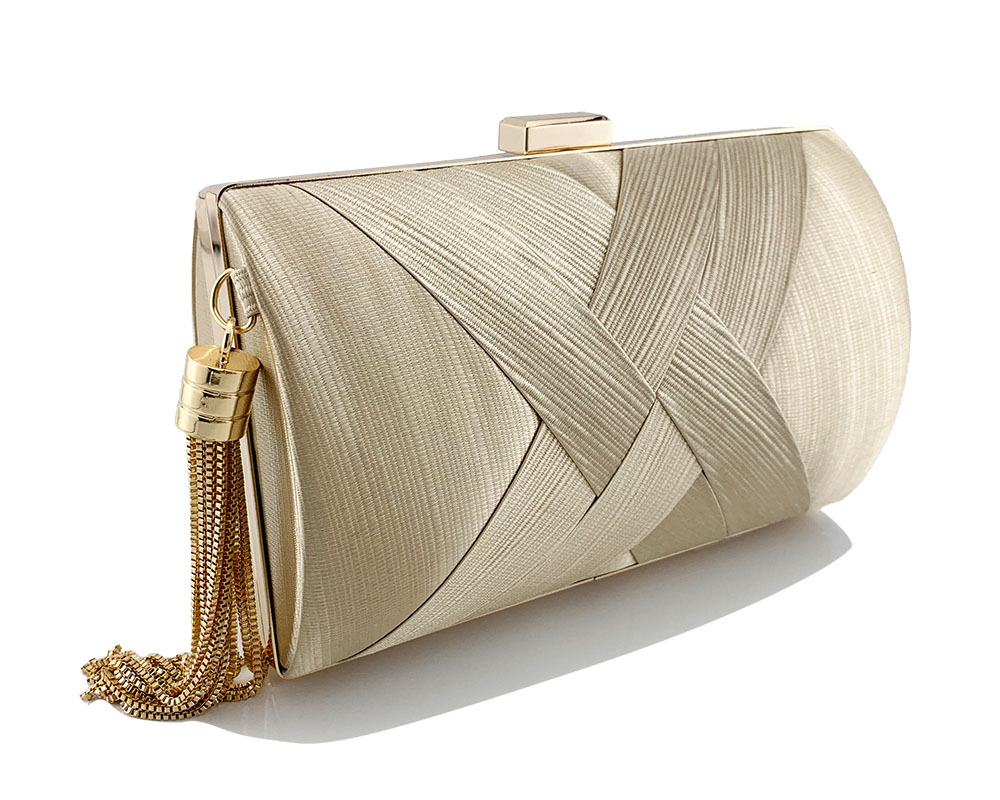 Womens Evening Bag Wedding Party Prom Satin Tassel Clutch Purse Chain Handbag UK - Picture 19 of 19