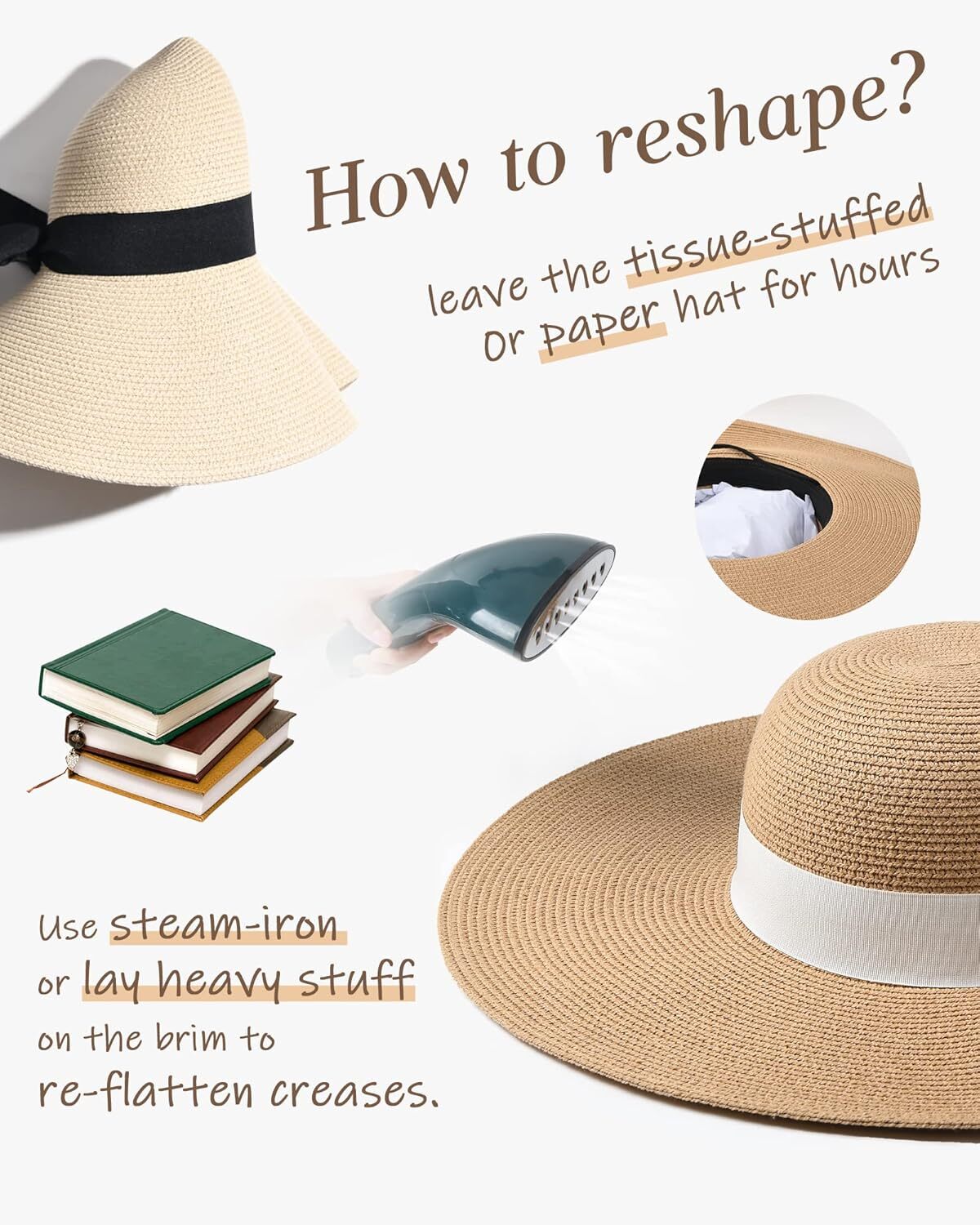 Womens Wide Brim Straw Sun Hat UPF 80 Foldable Packable Floppy Beach Hat - Picture 28 of 51