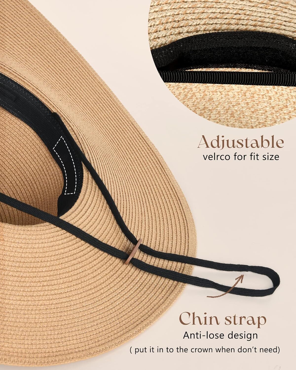 Womens Wide Brim Straw Sun Hat UPF 80 Foldable Packable Floppy Beach Hat - Picture 33 of 51