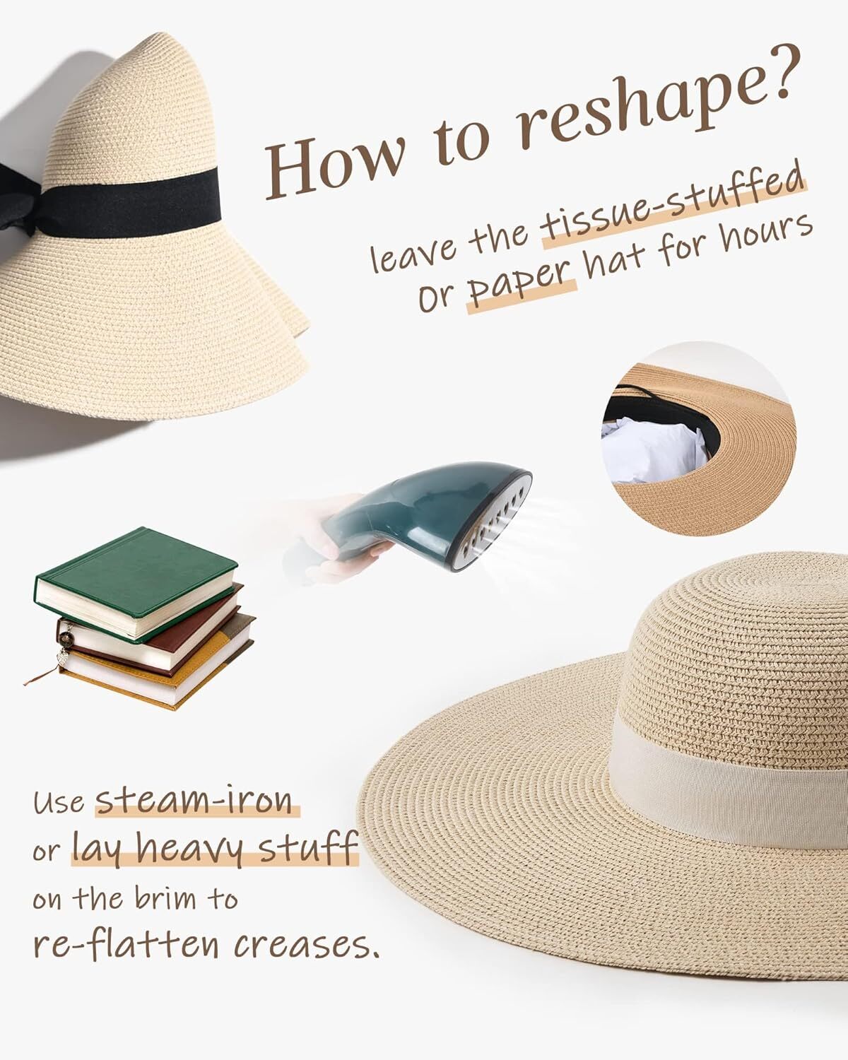 Womens Wide Brim Straw Sun Hat UPF 80 Foldable Packable Floppy Beach Hat - Picture 47 of 51