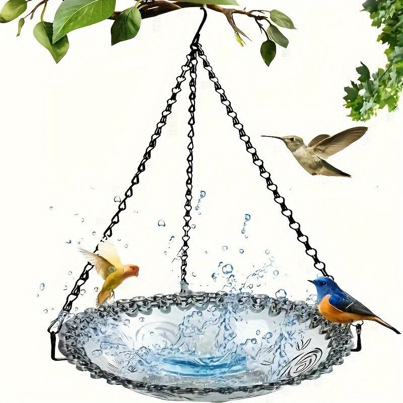 Hanging Bird Feeder with Stand Bird Bath Garden Bird House with Iron Chain UK