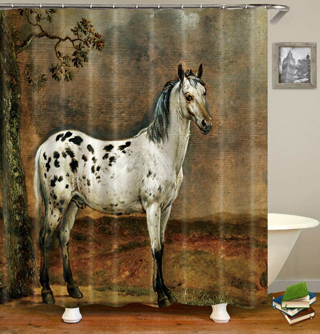 Rustic Horse Shower Curtain Farmhouse Decor with 12 Hooks Waterproof us new - Picture 6 of 9
