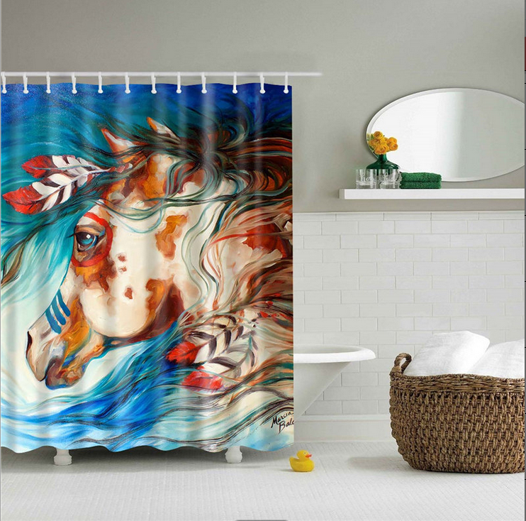 Rustic Horse Shower Curtain Farmhouse Decor with 12 Hooks Waterproof us new - Picture 7 of 9