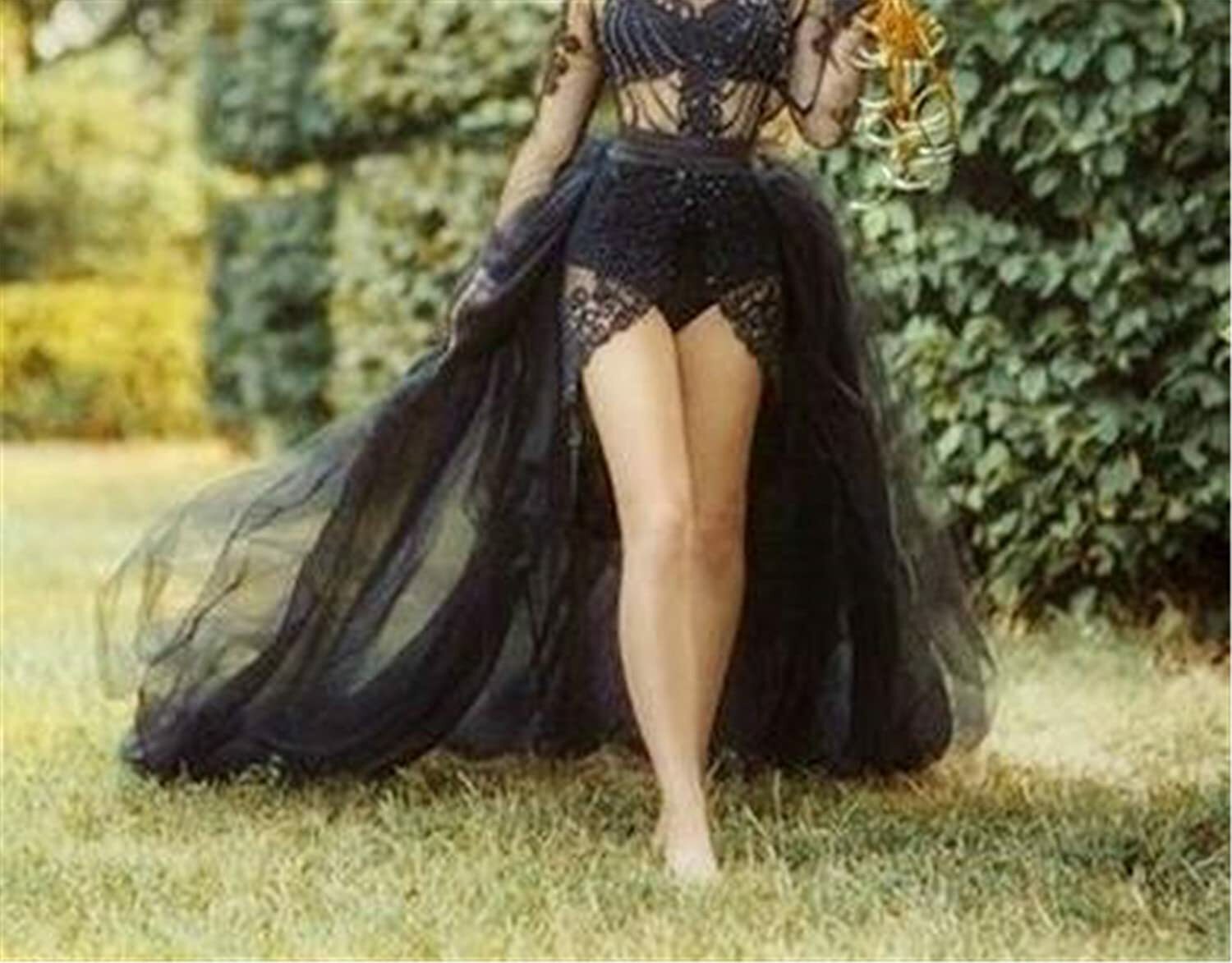 Sobrefalda de Gasa Transparente Boda Desmontable Tren Nupcial Fiesta Tul Falda EE. UU. Nueva - Imagen 7 de 9