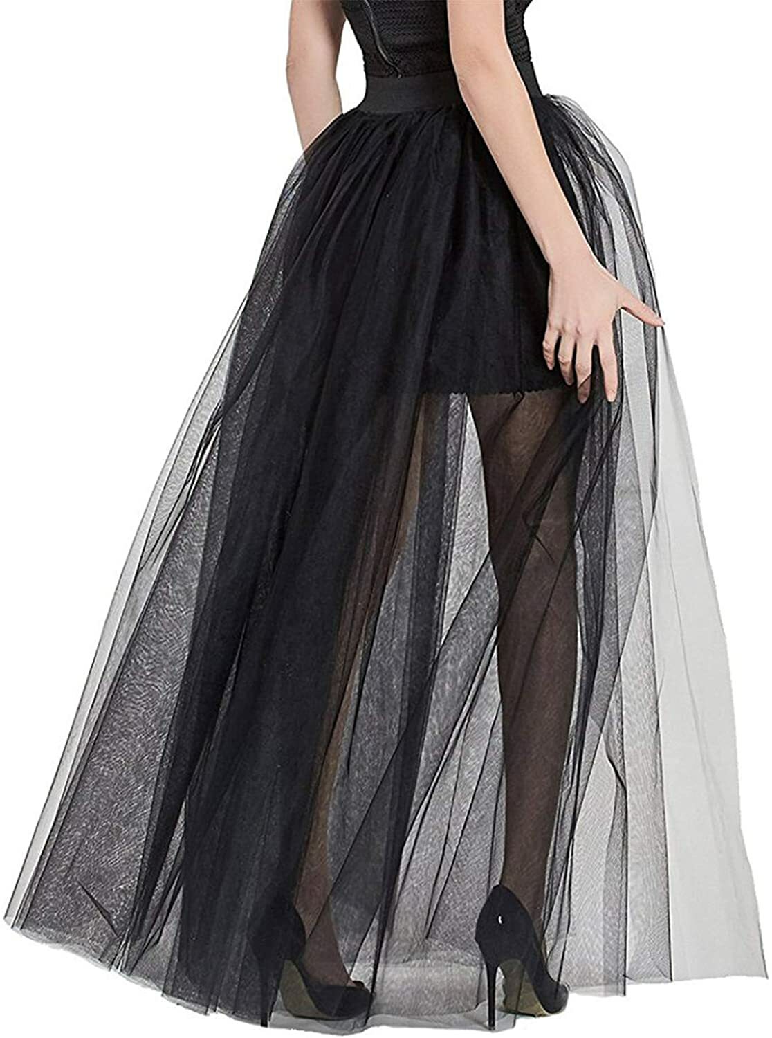 Sobrefalda de Gasa Transparente Boda Desmontable Tren Nupcial Fiesta Tul Falda EE. UU. Nueva - Imagen 9 de 9