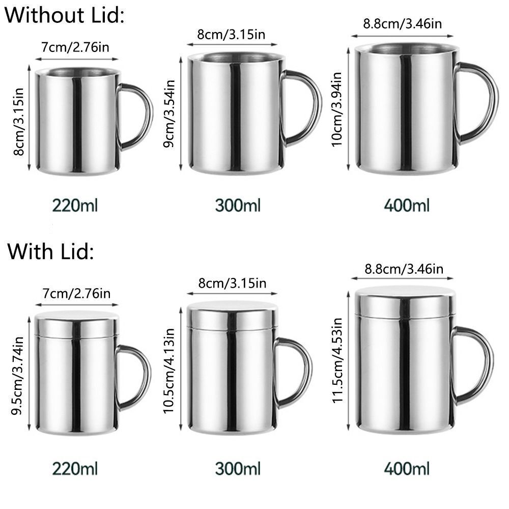 Double Wall Stainless Steel Coffee Mug Shatterproof Travel Tumbler Jug Tea Cup