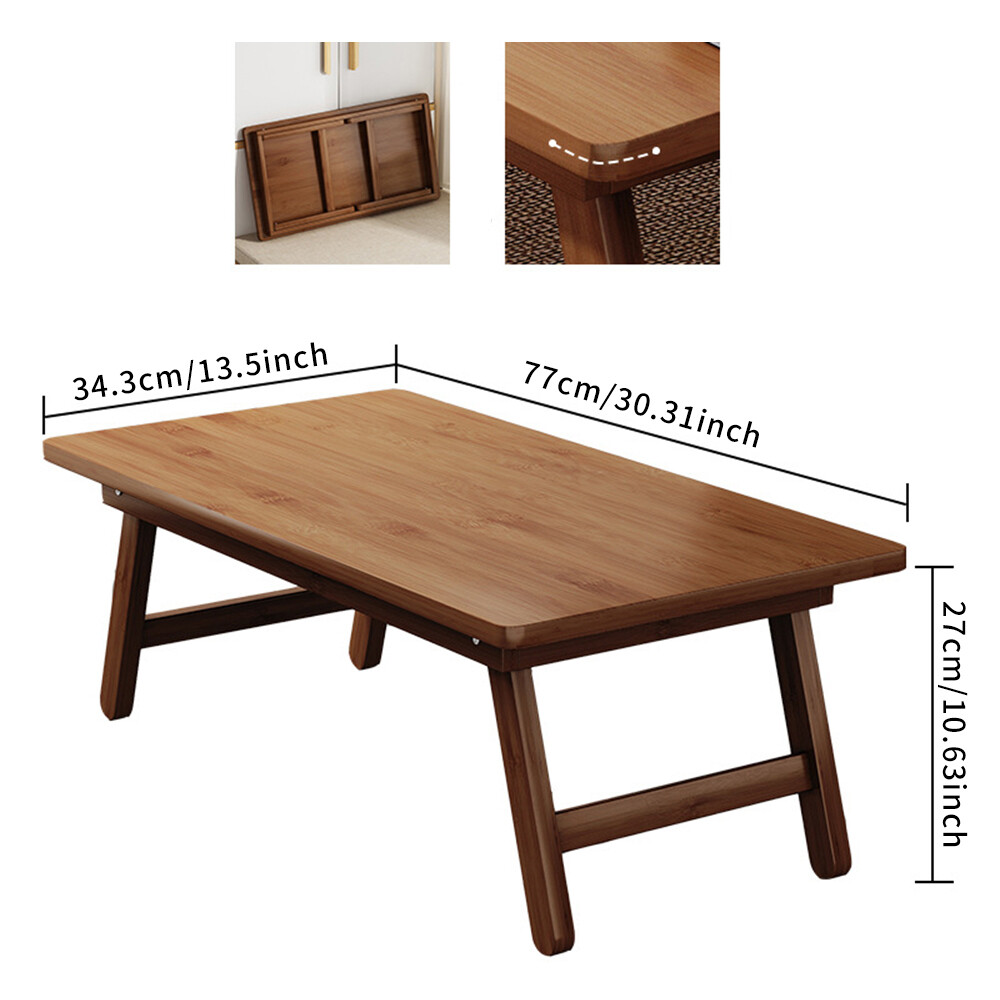 Bamboo Folding Coffee Table Low Table Laptop Foldable End Table Japanese Style