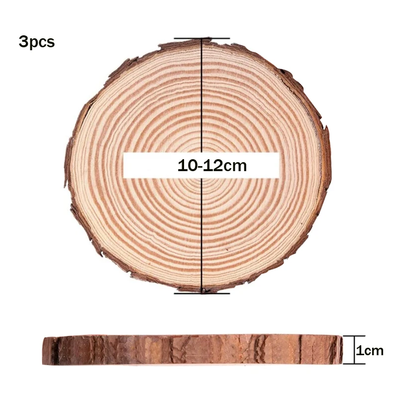 3-20cm Thick Natural Pine Round Unfinished Wood Slices Circles With Tree Bark Lo - Picture 25 of 35