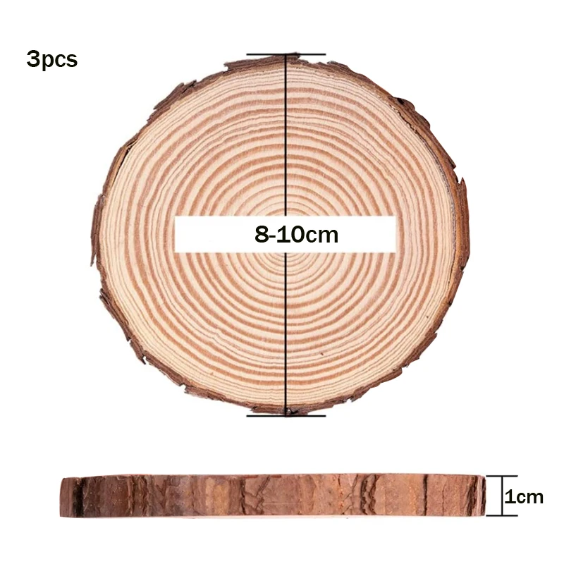 3-20cm Thick Natural Pine Round Unfinished Wood Slices Circles With Tree Bark Lo - Picture 26 of 35