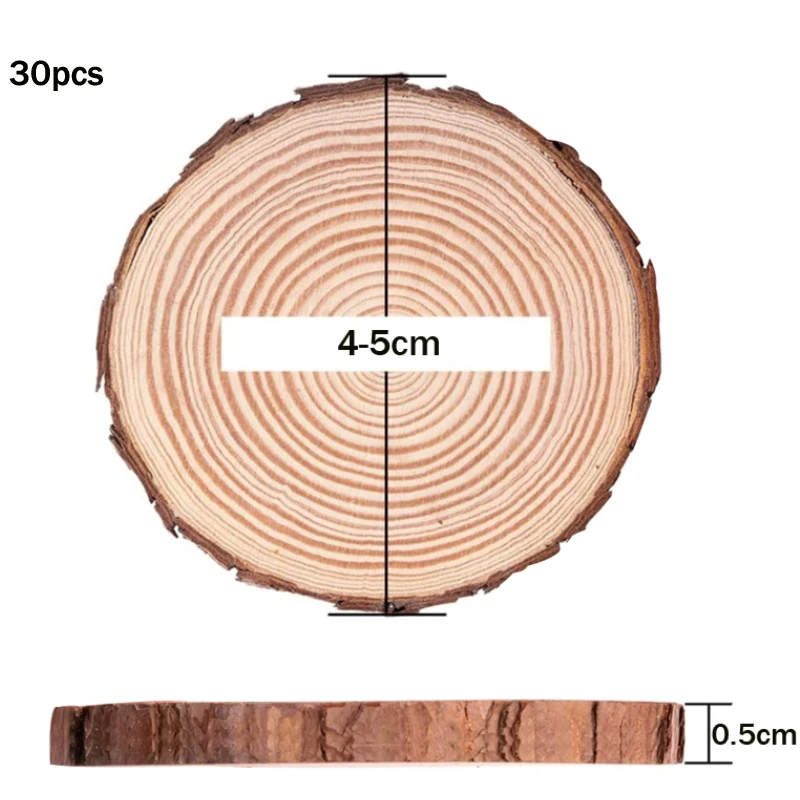 3-20cm Thick Natural Pine Round Unfinished Wood Slices Circles With Tree Bark Lo - Picture 31 of 35