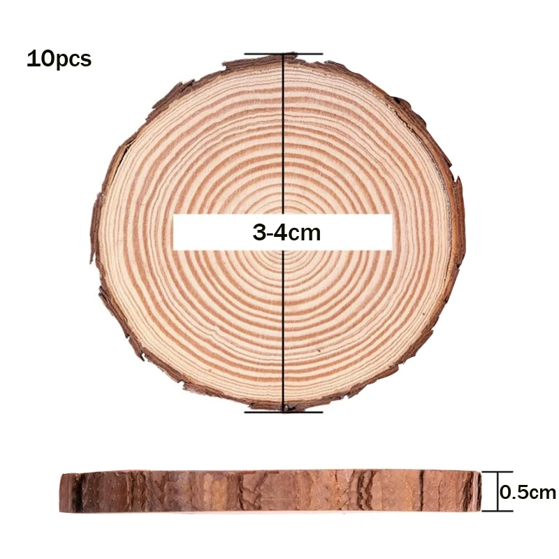 3-20cm Thick Natural Pine Round Unfinished Wood Slices Circles With Tree Bark Lo - Picture 35 of 35