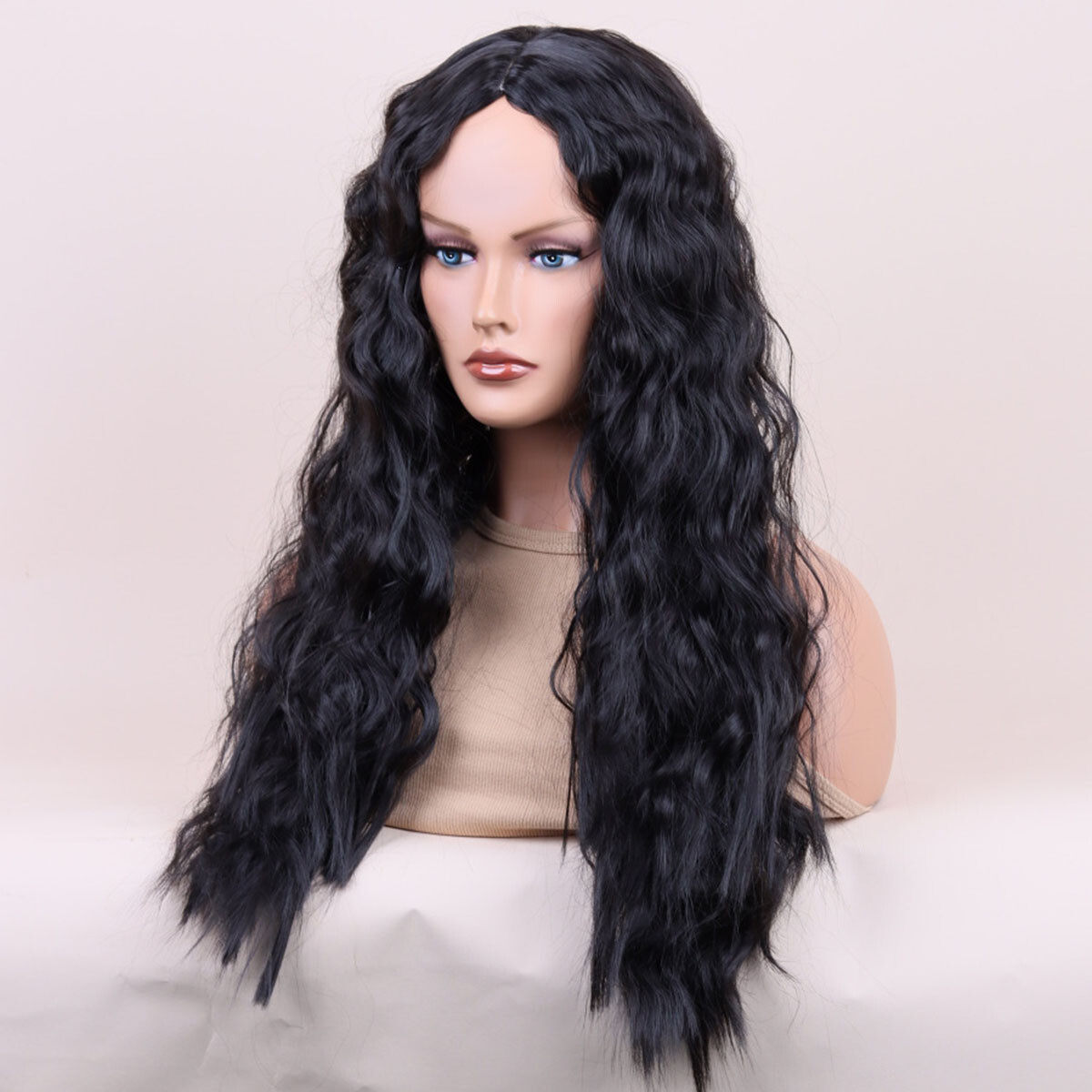 Women Black Long Curly Wigs Ladies Natural Wavy Hair Cosplay Party Wig - Picture 15 of 17