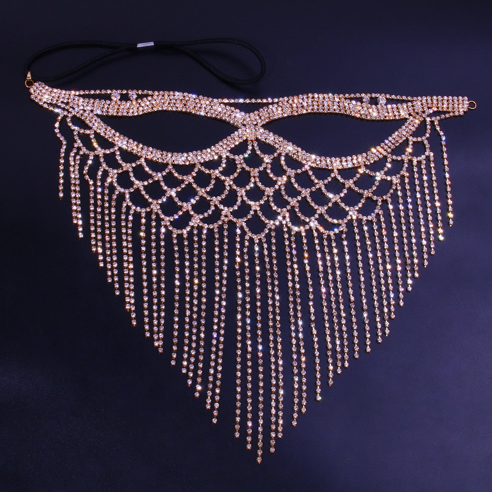 Crystal Tassel Face Mask Halloween Mask for Women Masquerade Mask Jewelry Rhines - Picture 10 of 10