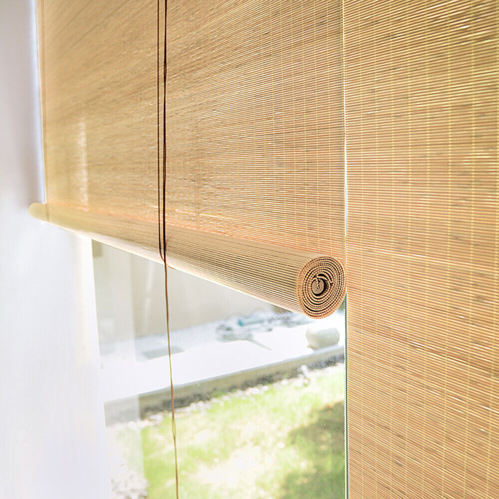 Roller Blinds 100x160cm Natural Bamboo Daynight Window Sunscreen Drape Curtain