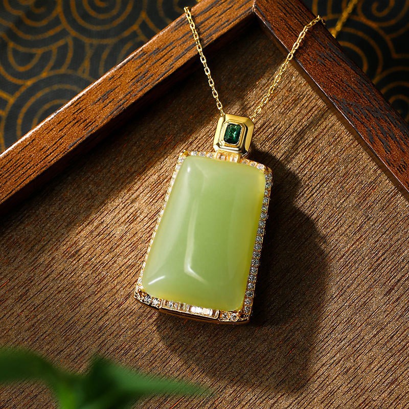 Gold Inlaid Hotan Jade Pendant Wushipai Necklace for Men and Women - Picture 15 of 29