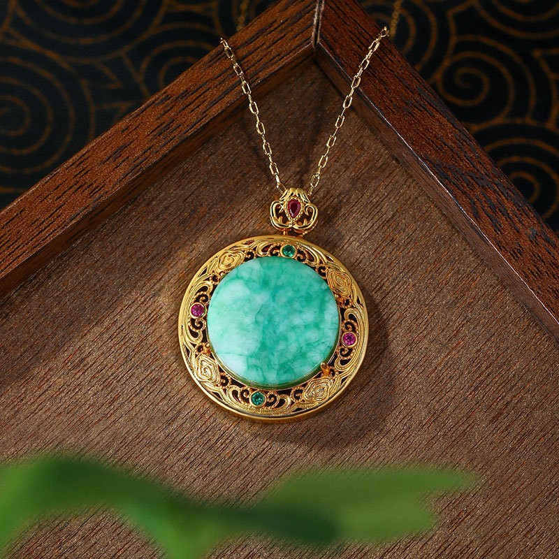 Gold Inlaid Hotan Jade Pendant Wushipai Necklace for Men and Women - Picture 17 of 29
