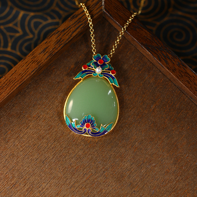 Gold Inlaid Hotan Jade Pendant Wushipai Necklace for Men and Women - Picture 20 of 29