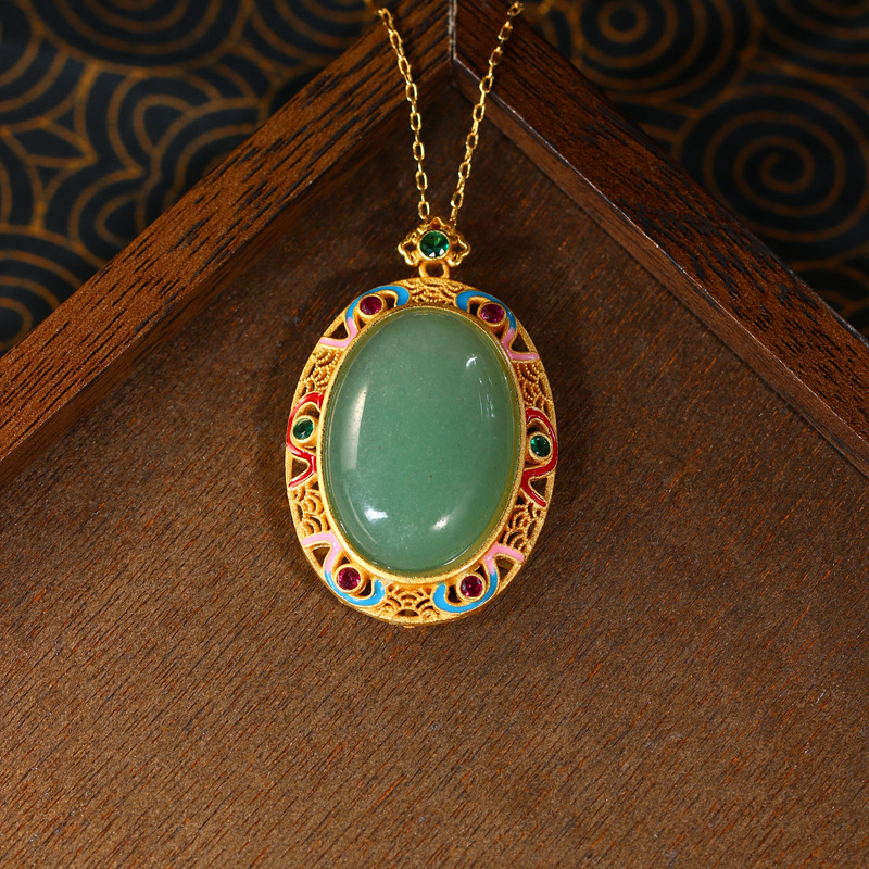 Gold Inlaid Hotan Jade Pendant Wushipai Necklace for Men and Women - Picture 21 of 29
